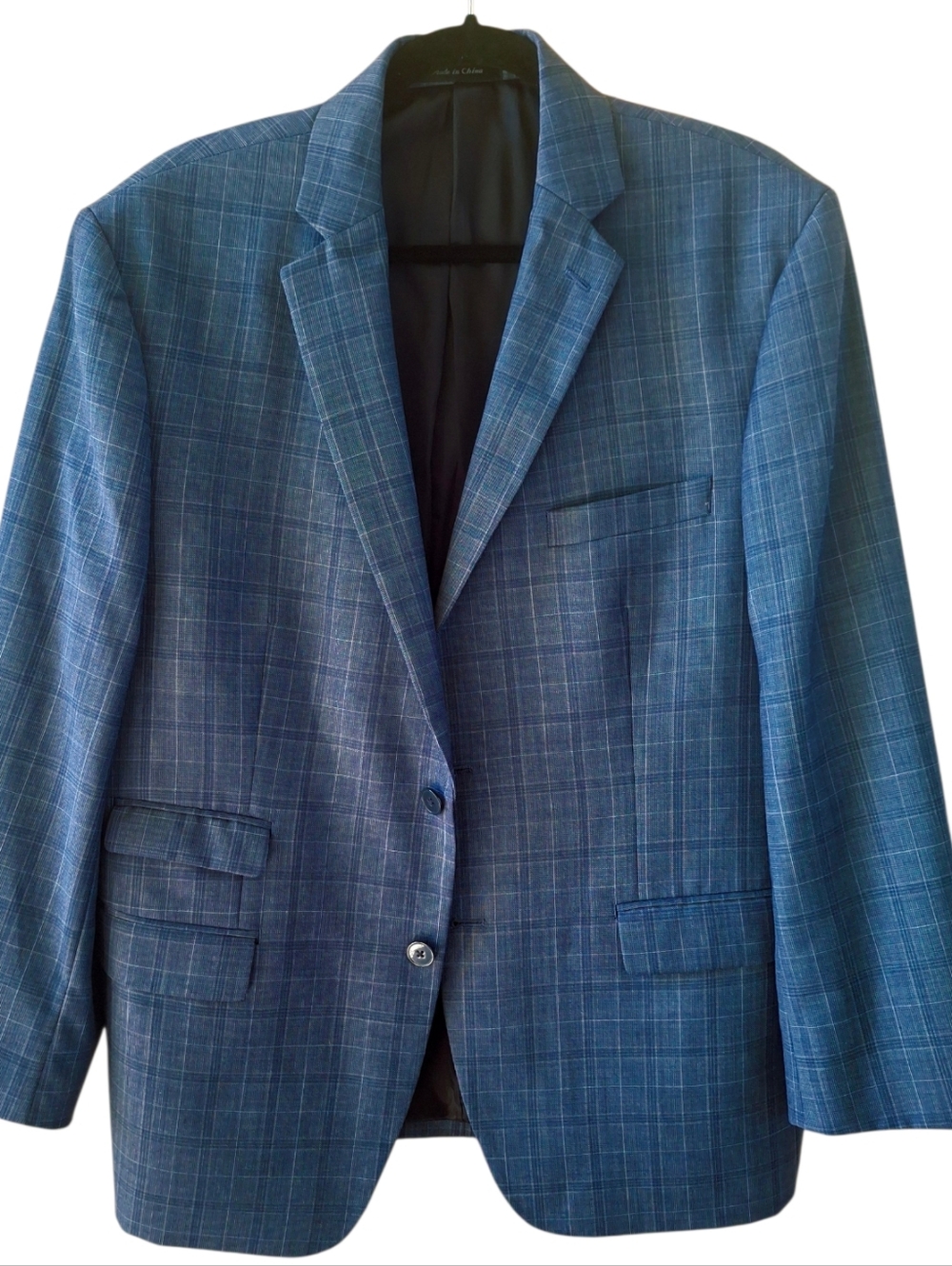 Calvin Klein Men's Light Blue Plaid Sports Coat 100% Wool Size: 42 S (Very Rare)
